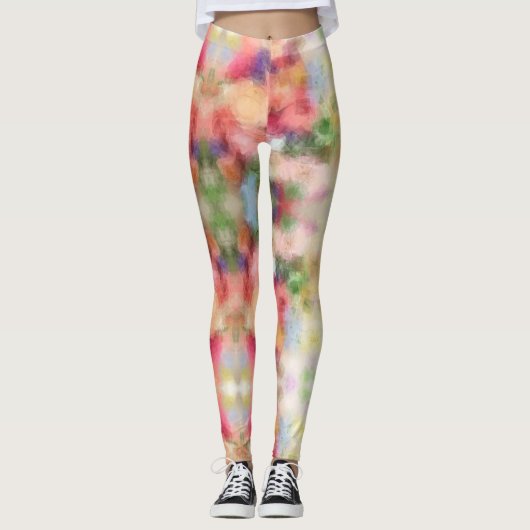 Elegante Abstrakte Blumenvorlage Moderne Farben Leggings (Vorderseite)