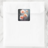Elegante abstrakte Blush-Blume Nebeliger Fluss Quadratischer Aufkleber (Tasche)