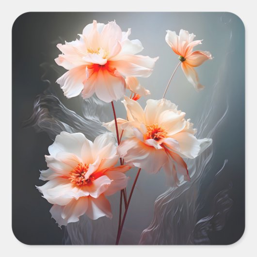 Elegante abstrakte Blush-Blume Nebeliger Fluss Quadratischer Aufkleber (Vorderseite)