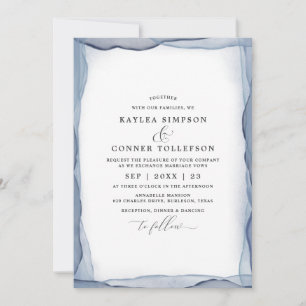 Elegante Abstrakte Dusty Blue Wedding Watercolor Einladung