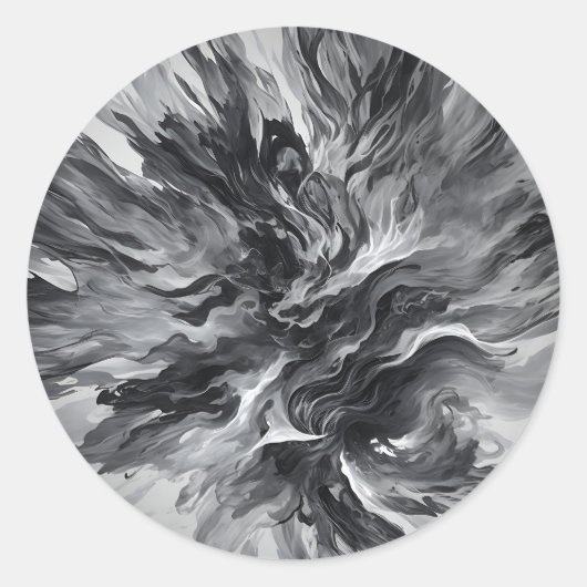 Elegante Abstrakte Flammen und Rauch Runder Aufkleber (Vorderseite)