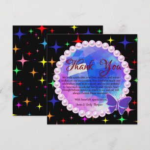 Elegante abstrakte Flieder-Perlen-Hochzeits-Jubilä Dankeskarte