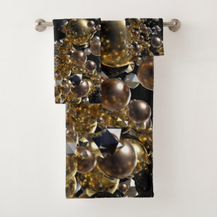 Elegante Abstrakte Geometrie Explosion - Gold und Badhandtuch Set