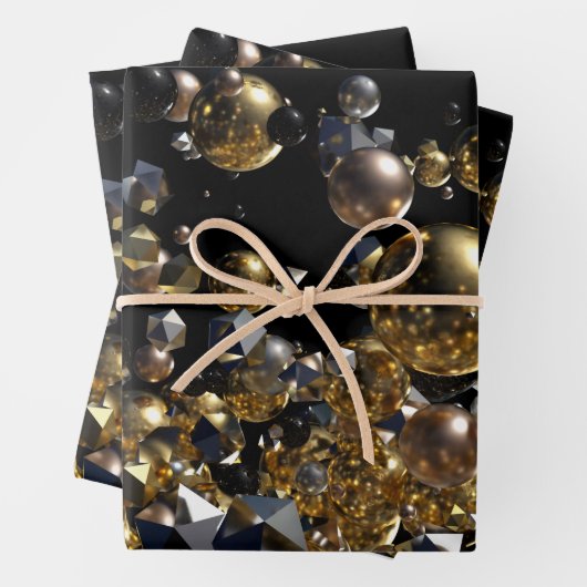 Elegante Abstrakte Geometrie Explosion - Gold und  Geschenkpapier Set (Beispiel)