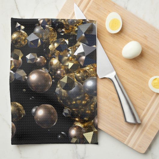 Elegante Abstrakte Geometrie-Explosion - Gold und Geschirrtuch (Viertel Falte)