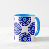 Elegante, Abstrakte geometrische blaue Böse Augen Tasse (VorderseiteRechts)