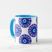 Elegante, Abstrakte geometrische blaue Böse Augen Tasse (Vorderseite Links)