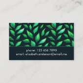 Elegante Abstrakte gestrichene grüne Blätter Botan Terminkarte (Rückseite)