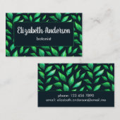 Elegante Abstrakte gestrichene grüne Blätter Botan Terminkarte (Vorne/Hinten)