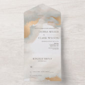 Elegante Abstrakte goldenfarbene Hochzeit All In One Einladung (Innen Boden)