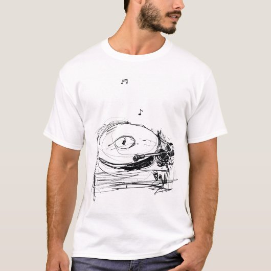 Elegante Abstrakte Gramophone Sketch T-Shirt (Vorderseite)