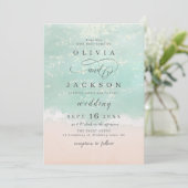 Elegante abstrakte Hochzeit am Meer Einladung (Stehend Vorderseite)