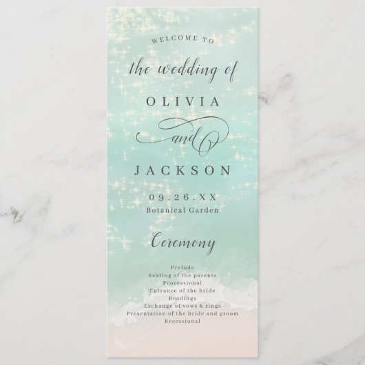 Elegante abstrakte Hochzeit am Meer Programm (Vorderseite)