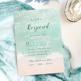 Elegante abstrakte Hochzeit am Meer RSVP Karte