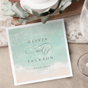 Elegante abstrakte Hochzeit am Meer Serviette