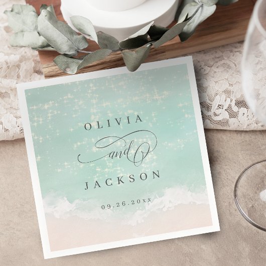 Elegante abstrakte Hochzeit am Meer Serviette