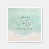 Elegante abstrakte Hochzeit am Meer Serviette (Vorderseite)