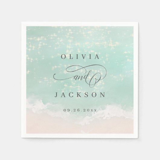 Elegante abstrakte Hochzeit am Meer Serviette (Vorderseite)