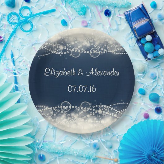 Elegante Abstrakte Hochzeit und Perlen Pappteller (Party)