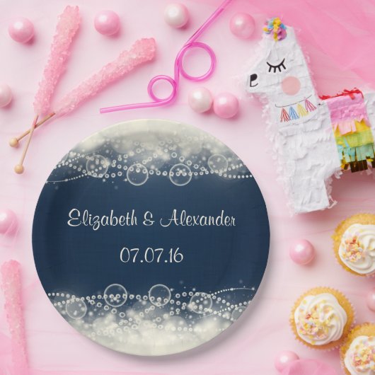 Elegante Abstrakte Hochzeit und Perlen Pappteller (Party)