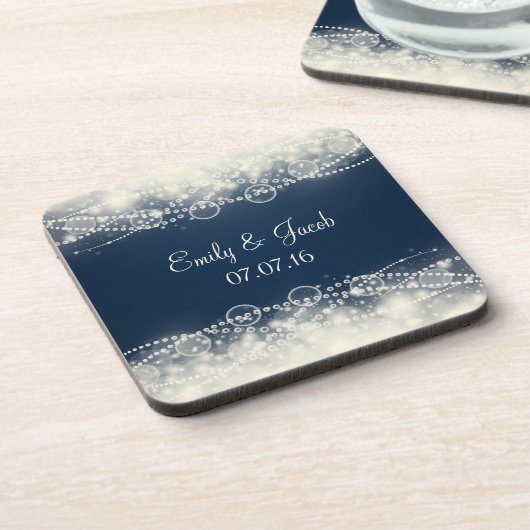Elegante Abstrakte Hochzeit und Perlen Untersetzer (Linke Seite)