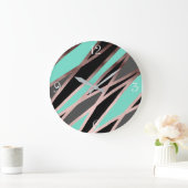 elegante abstrakte Imitate Rose Gold, schwarz-grau Große Wanduhr (Zuhause)