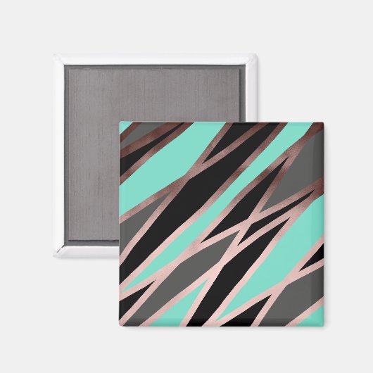 elegante abstrakte Imitate Rose Gold, schwarz-grau Magnet (Vorderseite/Rückseite)