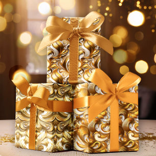 Elegante Abstrakte Imitate   Weiße Hochzeit Geschenkpapier Set