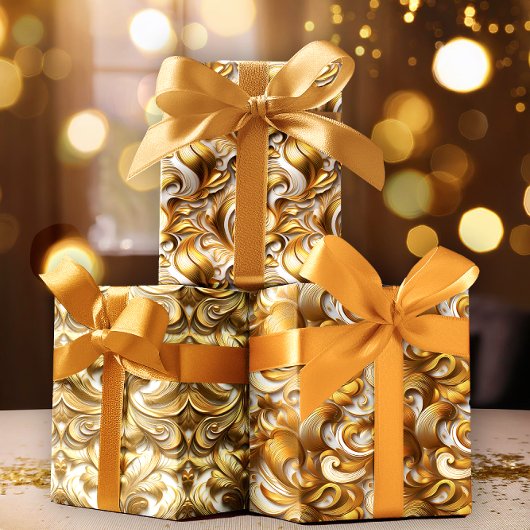 Elegante Abstrakte Imitate | Weiße Hochzeit Geschenkpapier Set