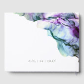 Elegante Abstrakte Indigo Aquamarin Ink Wirbel Gästebuch (Rückseite)