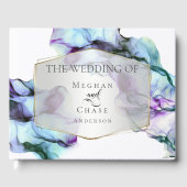 Elegante Abstrakte Indigo Aquamarin Ink Wirbel Gästebuch (Vorderseite)