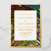 Elegante Abstrakte Kunst Hochzeitsfeier Folieneinladung (Vorderseite)