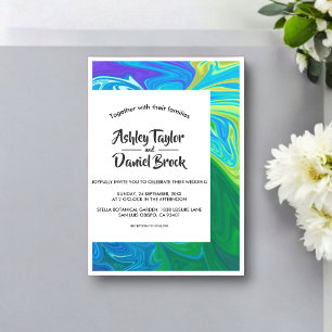 Elegante Abstrakte Kunst Moderne Kunst Hochzeit Acryleinladungen