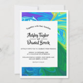 Elegante Abstrakte Kunst Moderne Kunst Hochzeit Einladung (Vorderseite)