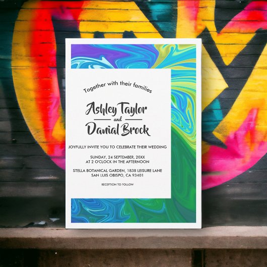 Elegante Abstrakte Kunst Moderne Kunst Hochzeit Einladung