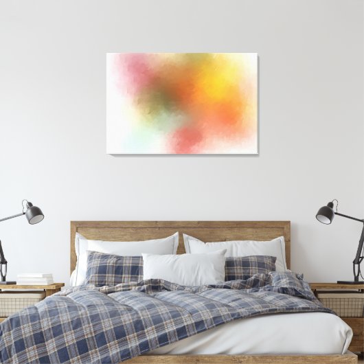 Elegante Abstrakte Kunst Modernes Rotes Gelb Leinwanddruck (Insitu (Schlafzimmer))