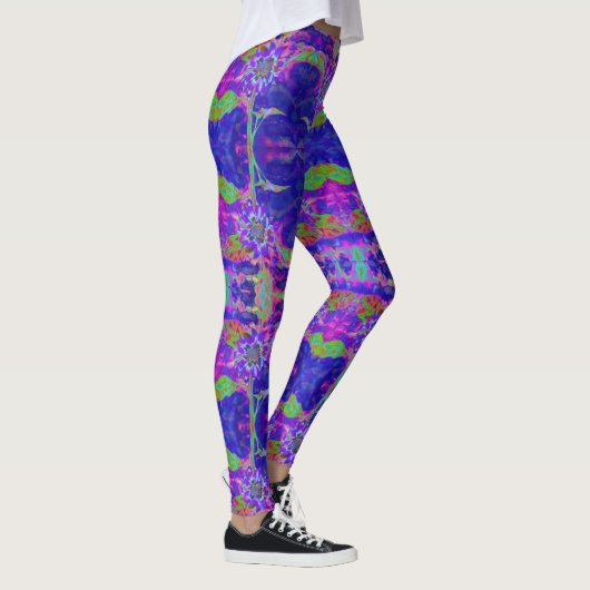 Elegante abstrakte lila Sonnenblume Leggings (Rechts)