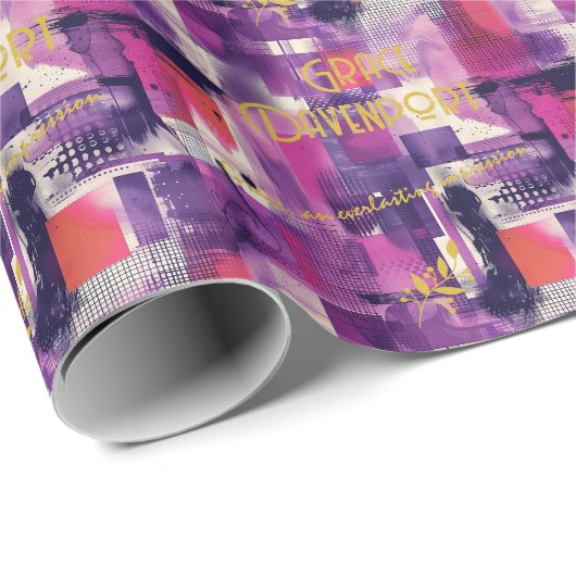 Elegante Abstrakte Lila und rosa Geschenkwrap Geschenkpapier (Rolleneckpunkt)