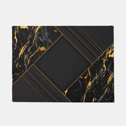 Elegante Abstrakte Line Art auf schwarzem Hintergr Fußmatte (Vorderseite)