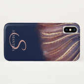 Elegante, Abstrakte Linien, Navy Blue Case-Mate iPhone Hülle (Rückseite (Horizontal))