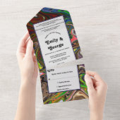 Elegante Abstrakte Malerei Moderne Hochzeit All In One Einladung (Abreißen)