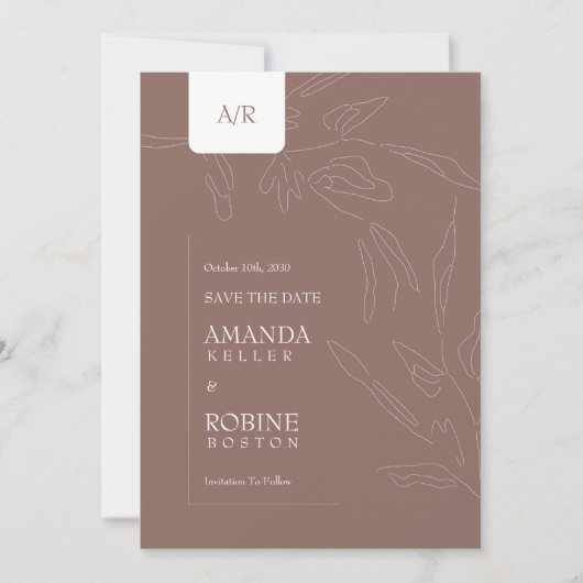 Elegante Abstrakte Minimalistische Hochzeit Save The Date (Vorderseite)