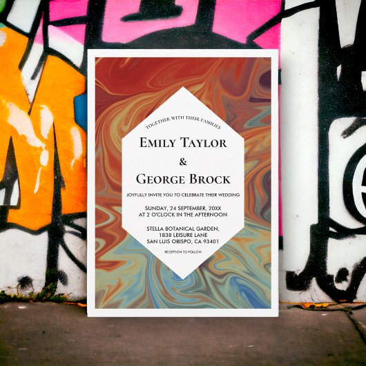 Elegante Abstrakte Moderne Einfache Hochzeit Einladung