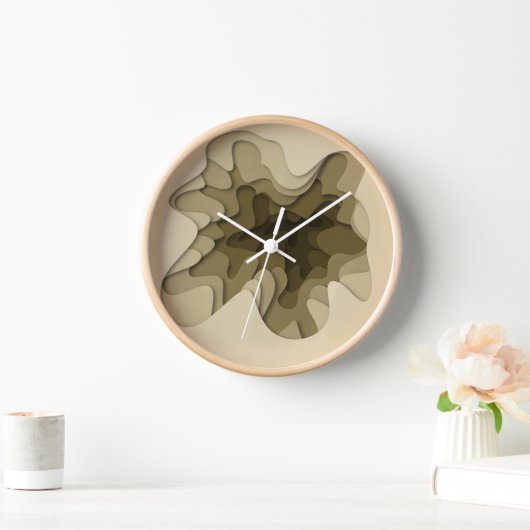 Elegante Abstrakte Ombre Brown Layers Wall Clock Uhr (Zuhause)