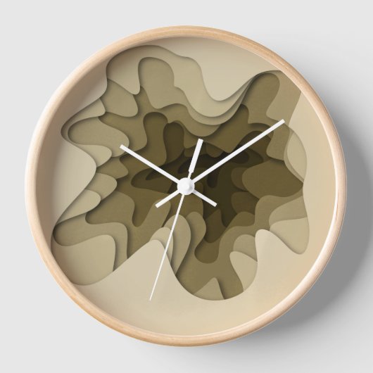 Elegante Abstrakte Ombre Brown Layers Wall Clock Uhr (Vorderseite)