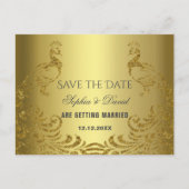 Elegante Abstrakte Pfauenhochzeit Ankündigungspostkarte (Vorderseite)