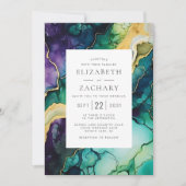 Elegante Abstrakte Pflaumengoldverheiratung Einladung (Vorderseite)