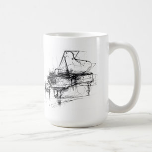 Elegante Abstrakte Piano Sketch Kaffeetasse