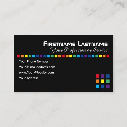 Elegante abstrakte Regenbogenviertel mit farbenfro Visitenkarte (Rückseite)