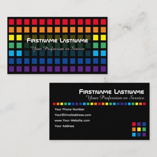 Elegante abstrakte Regenbogenviertel mit farbenfro Visitenkarte (Vorne/Hinten)